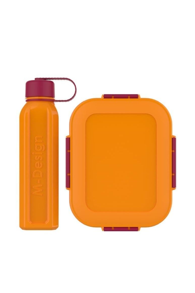 m-design Lunch Set 1.6 + 650ml Bottle Orange/Fuchsia - Image 1