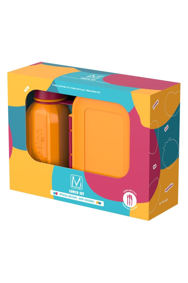 m-design Lunch Set 1.6 + 650ml Bottle Orange/Fuchsia - Image 2