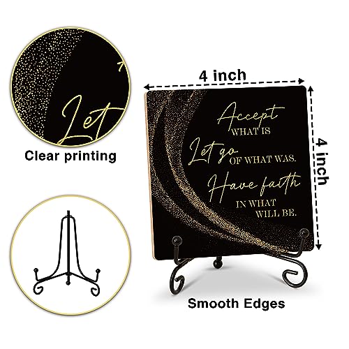 DETIHO Inspirational Quotes Wood Plaque with Stand - Idea Gifts for Women Men - Black Gold Wooden Decor for Home Office Living Room Shelf Table Decoration (10) - Image 2