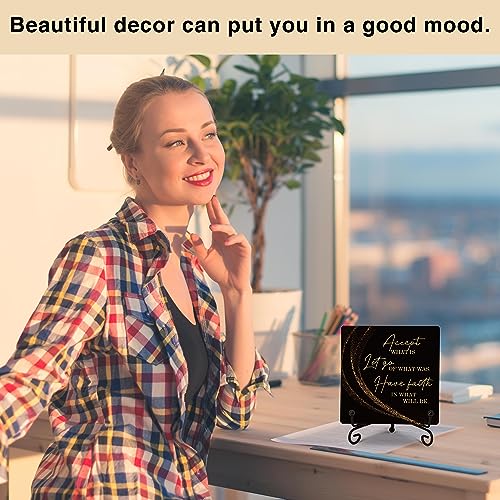 DETIHO Inspirational Quotes Wood Plaque with Stand - Idea Gifts for Women Men - Black Gold Wooden Decor for Home Office Living Room Shelf Table Decoration (10) - Image 3