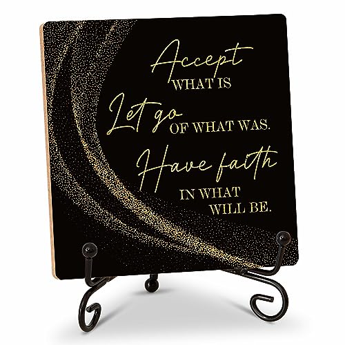 DETIHO Inspirational Quotes Wood Plaque with Stand - Idea Gifts for Women Men - Black Gold Wooden Decor for Home Office Living Room Shelf Table Decoration (10) - Image 1