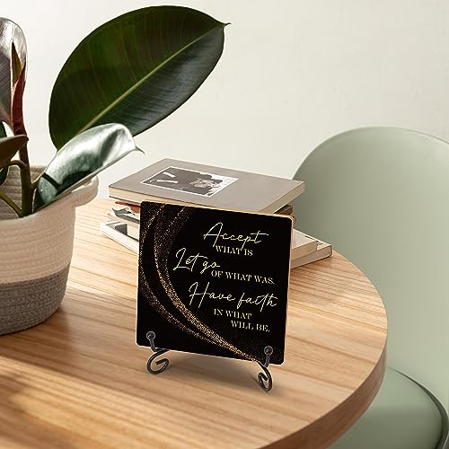 DETIHO Inspirational Quotes Wood Plaque with Stand - Idea Gifts for Women Men - Black Gold Wooden Decor for Home Office Living Room Shelf Table Decoration (10) - Image 5