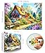MINIWAN Cottage Garden 1000 Piece Jigsaw Puzzles for Adults Colorful Floral Landscape with Thatched Roof House Puzzles with Letters on Back for Easy Sorting Hard Unique Puzzle Games for Adults Game Night - Image 4