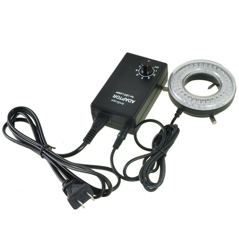 AmScope ضوء حلقة المجهر LED-64-ZK مع محول، أبيض - Image 1