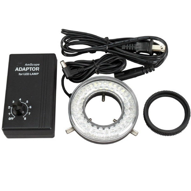 AmScope ضوء حلقة المجهر LED-64-ZK مع محول، أبيض - Image 2