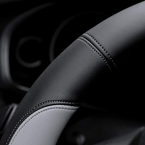 Valleycomfy Microfiber Leather Steering Wheel Cover Large-Size for F150 F250 F350 Ram 4Runner Tacoma Tundra Range Rover Model S X with 15 1/2 inches-16 inches Outer Diameter-Gray - Image 4