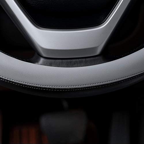 Valleycomfy Microfiber Leather Steering Wheel Cover Large-Size for F150 F250 F350 Ram 4Runner Tacoma Tundra Range Rover Model S X with 15 1/2 inches-16 inches Outer Diameter-Gray - Image 5