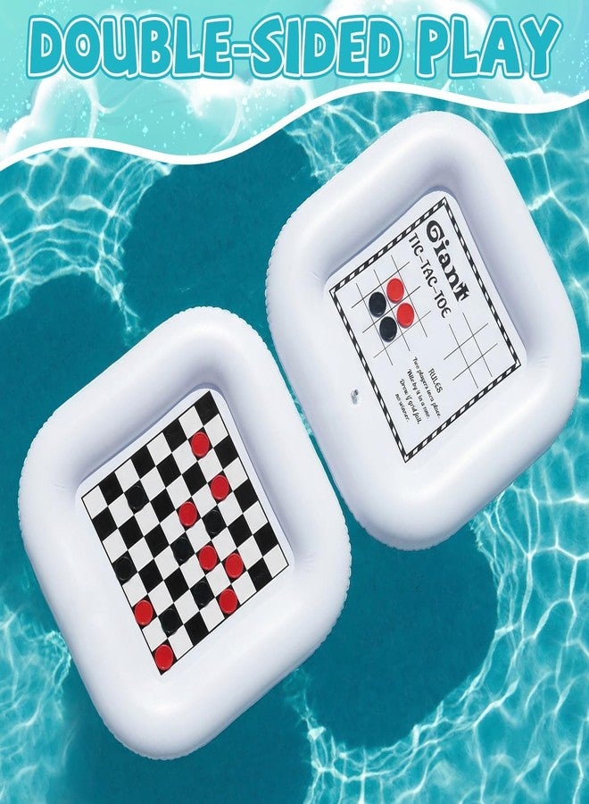 Conderyang 3-in-1 Pool Games Set Inflatable Giant Tic Tac Toe Checkers Board Game with 24 Chips 3.48Ft Double-Sided Foldable Float Water Toys Outdoor Play for Summer Swimming Pool Family Reunion Party - Image 4
