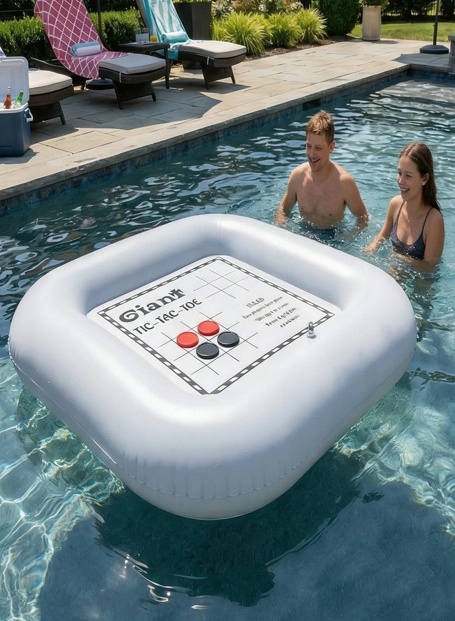 Conderyang 3-in-1 Pool Games Set Inflatable Giant Tic Tac Toe Checkers Board Game with 24 Chips 3.48Ft Double-Sided Foldable Float Water Toys Outdoor Play for Summer Swimming Pool Family Reunion Party - Image 5