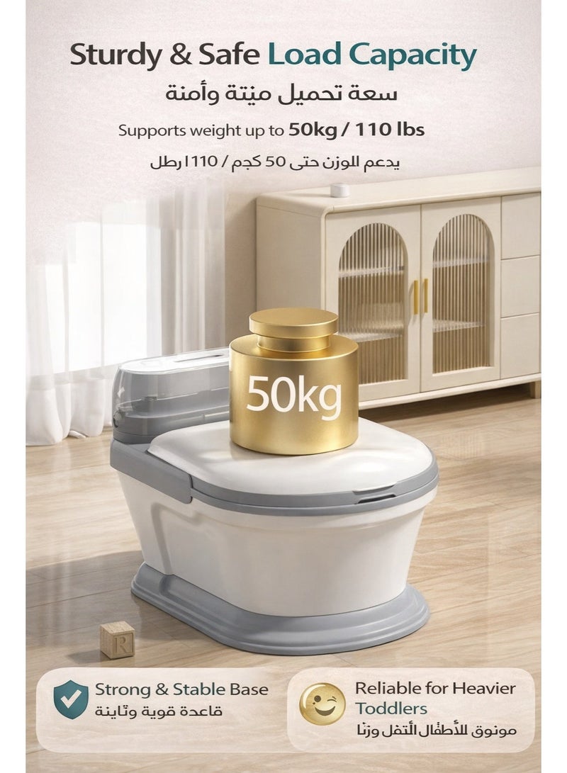 Sisily Children's Potty Training Seat, Kid Size Potty, Realistic Potty Training Toilet with Lid Back, Babies Toilets with a Brush and 10pcs Clean Bag, for Toddlers Infants Kids Boys Girls, Easy to Empty and Clean - Image 3