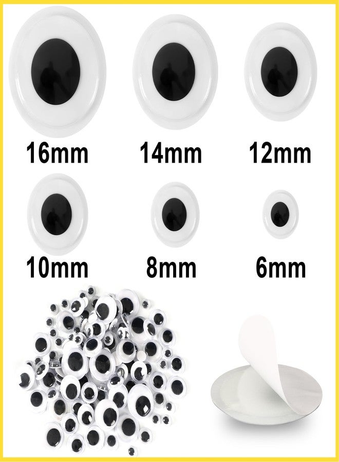 UPINS 1000 Pcs Self Adhesive Googly Wiggle Eyes for DIY Craft Assorted Size 6 mm 8 mm 10 mm 12 mm 14 mm 16 mm Mixed Packaging Craft Sticker Eyes - Image 2