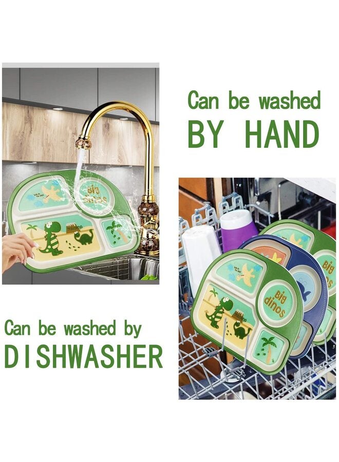 5-Piece Dinosaur Cutlery Set for Kids, Bamboo Plate Set, Cartoon Fork and Spoon Set, Baby Self-Eating Plate - Image 5