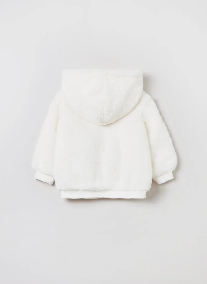 او في اس Ovs Baby Girl Faux Fur Full-Zip Hoodie