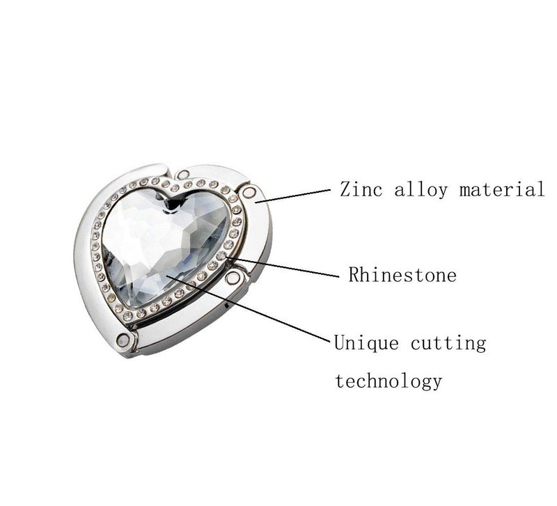 Bestdays Heart Shape Folding Hanging Hook Crystal Rhinestone Handbag Hanger for Table (Pink) - Image 2