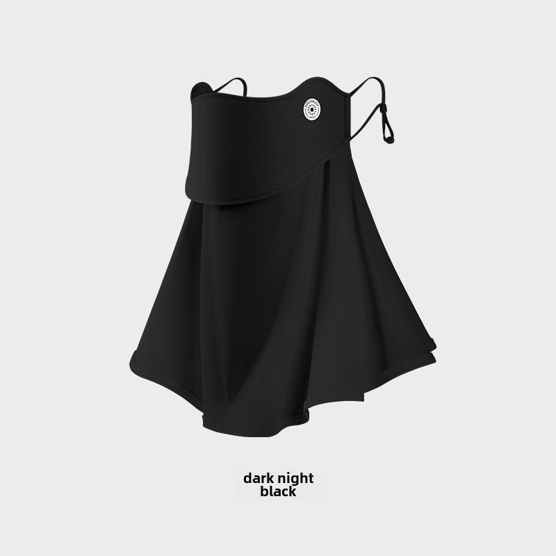 Summer Ice Silk UV Protection Breathable Face Cover Scarf XTJ103 dark night black 