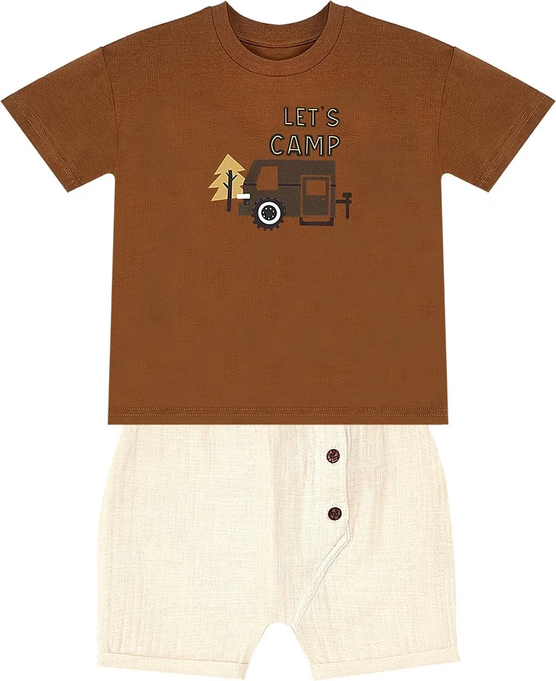 Denokids Baby Boy Muslin Shorts T-Shirt Set