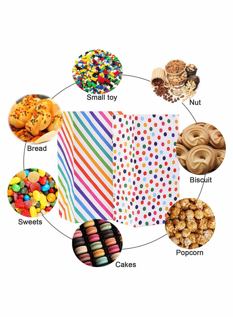 Zikra Kraft Paper Party Bags 20 PCS Rainbow Dots and Stripe Party Favor Bags, Candy Grocery Goodie Gift Treat Bags With 20PCS Thank You Stickers for Birthday Wedding Party - Image 4