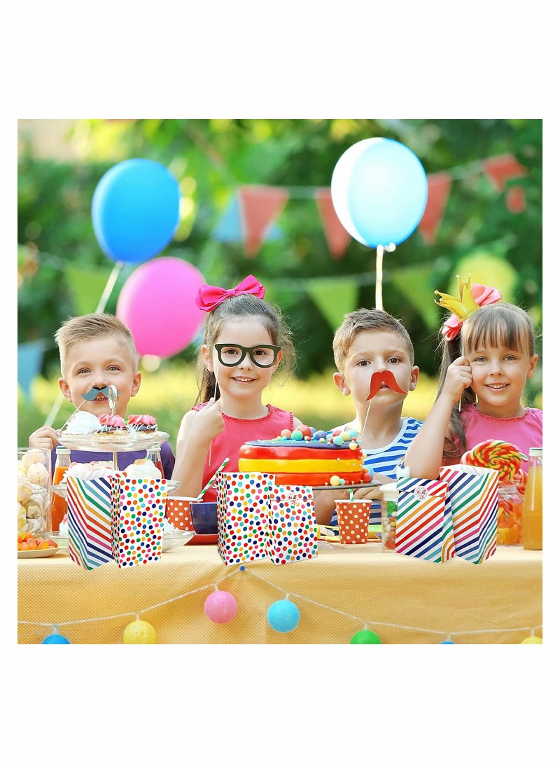 Zikra Kraft Paper Party Bags 20 PCS Rainbow Dots and Stripe Party Favor Bags, Candy Grocery Goodie Gift Treat Bags With 20PCS Thank You Stickers for Birthday Wedding Party - Image 2