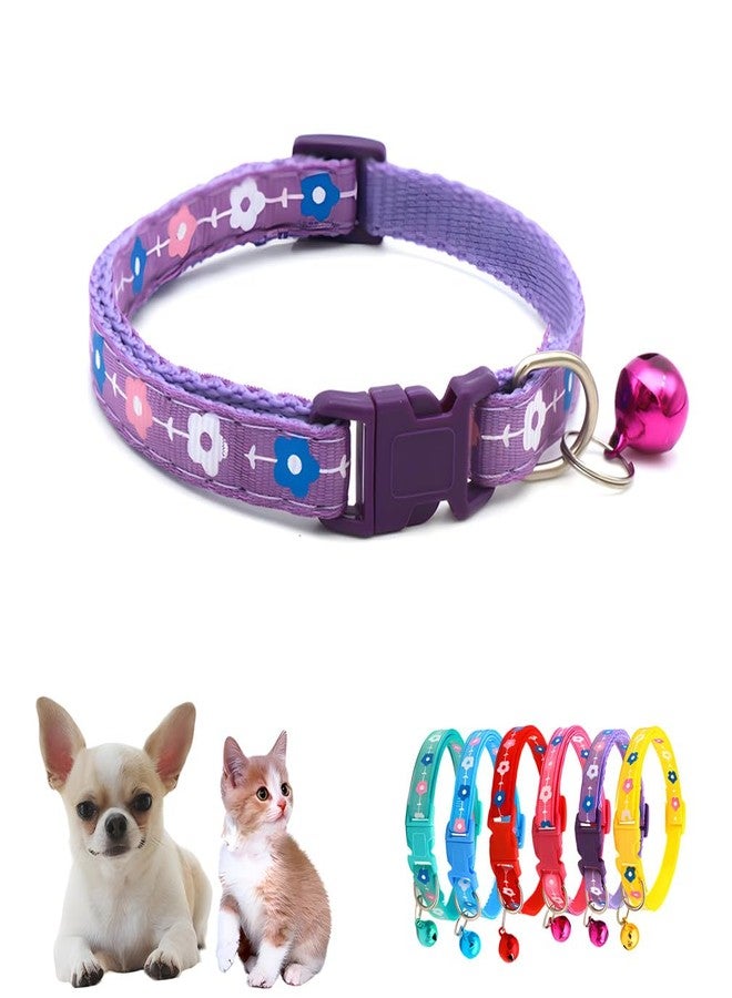 WeimoMonkey Purple Puppy Collar with Bell, Small Cat Collars Girls Basic Nylon for XXS Xs Small Pet Dogs Animal Litter Tiny Kitten,Neck 7.5-12.6 inch - Image 1