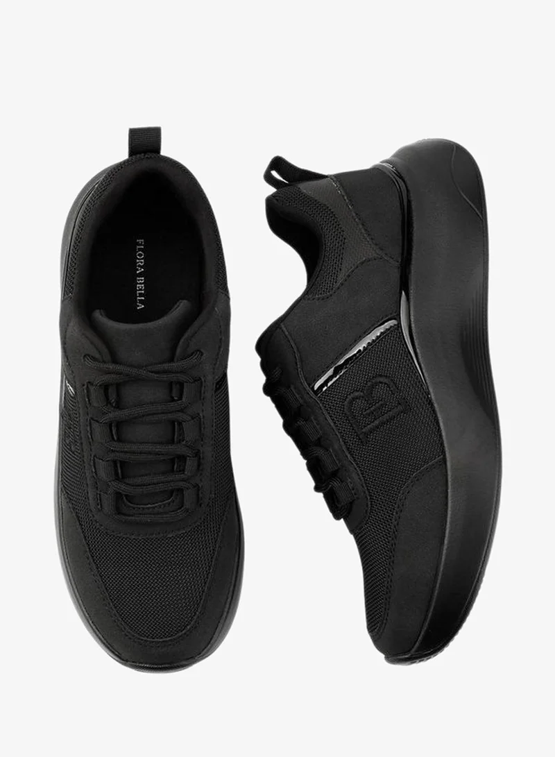 Flora Bella By Shoexpress BLACK Flora Bella Panelled Lace-Up Sneakers for Women | Best Price UAE