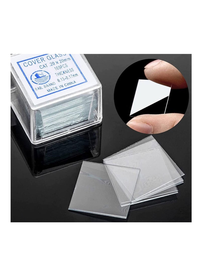 Premify - 50Pcs Pre Cleaned Blank Ground Edge Glass Microscope Slides and 100Pcs Pre Cleaned Microscope Coverslips - Image 1