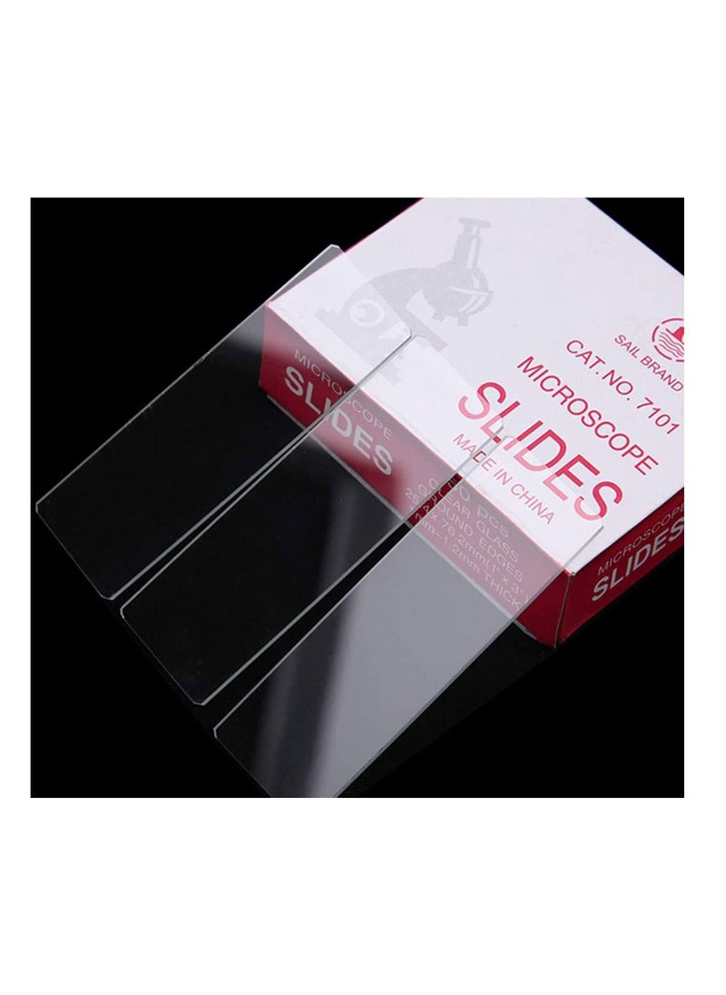 Premify - 50Pcs Pre Cleaned Blank Ground Edge Glass Microscope Slides and 100Pcs Pre Cleaned Microscope Coverslips - Image 1