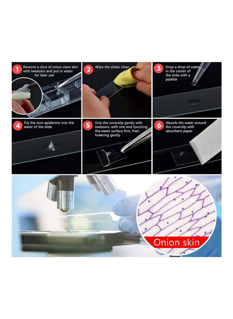 Premify - 50Pcs Pre Cleaned Blank Ground Edge Glass Microscope Slides and 100Pcs Pre Cleaned Microscope Coverslips - Image 1
