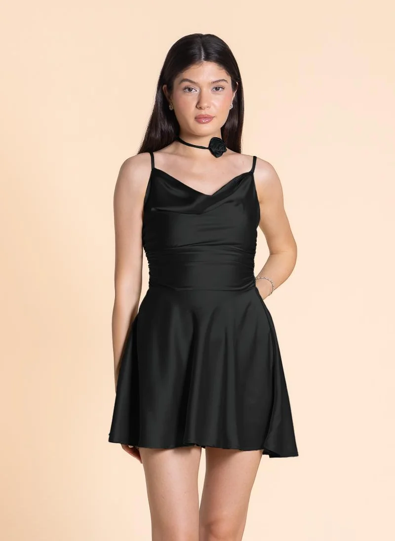 شايبس DETAILED SHORT SATIN DRESS
