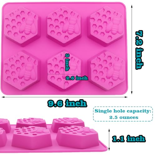 Sakolla 2 Pack Honeycomb Silicone Soap Molds, 6 Cavity Hexagon Bee Silicone Molds for Soap, Lotion Bars, Wax Melts, Beeswax (Purple) - Image 2