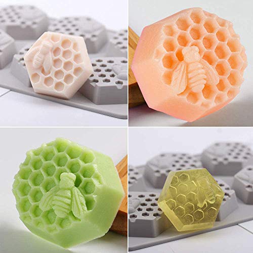 Sakolla 2 Pack Honeycomb Silicone Soap Molds, 6 Cavity Hexagon Bee Silicone Molds for Soap, Lotion Bars, Wax Melts, Beeswax (Purple) - Image 4