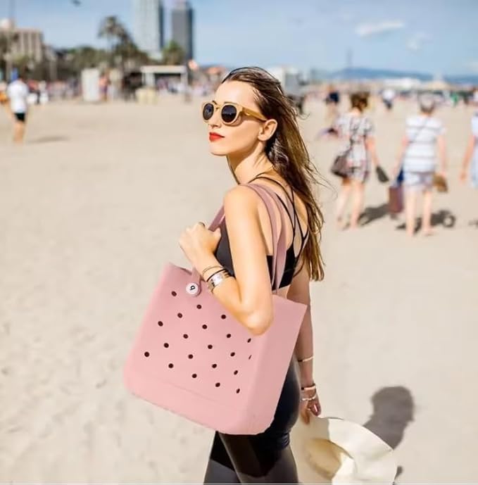 Swejos Beach bag X Large Rubber Beach Tote bag, Waterproof Washable Open for Women Croc bag Hand for Beach Pool Yoga - Image 5