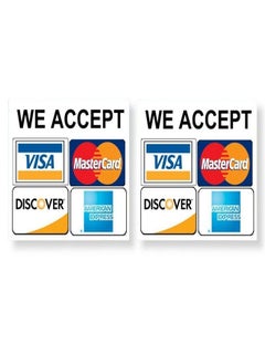 eSplanade We Accept Visa, MasterCard, Amex and Discover Credit Cards Sign Sticker Decal - Easy to Mount Weather Resistant Long Lasting Ink (Size 3.5" x 3.5")