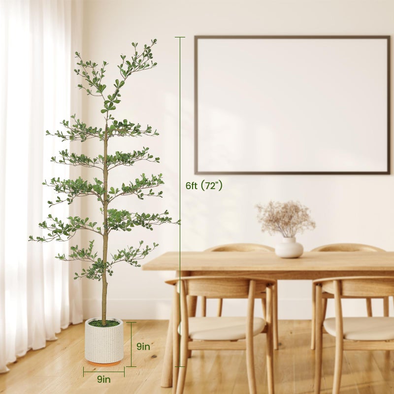 FEELEAD Faux Black Olive Tree 6ft - Realistic Artificial Shady Lady Tree 6 Feet with Pot Indoor Fake Black Olive Trees with Natural Branches and Realistic Leaves for Home Office Living Room Decor - Image 4