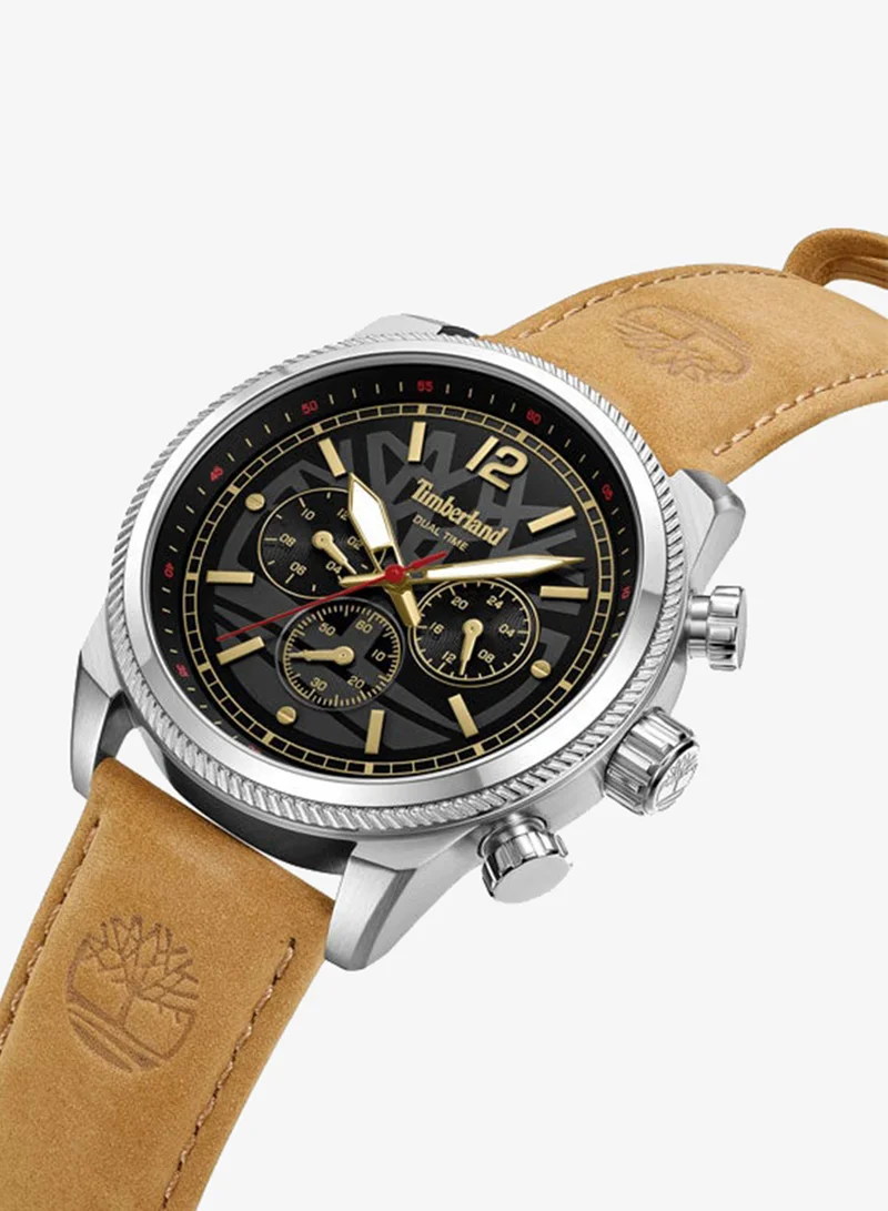 تمبرلاند Henniker II Black Dial Leather Strap Chronograph Watch for Men, 46mm