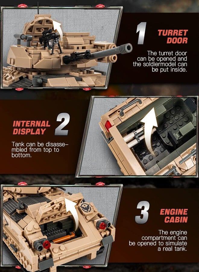 dOvOb Military M2 Bradley Tank Building Set (1350 PCS), Infantry Fighting Vehicle Army Construction Model Toy for Adult or Kid Gift - Image 5