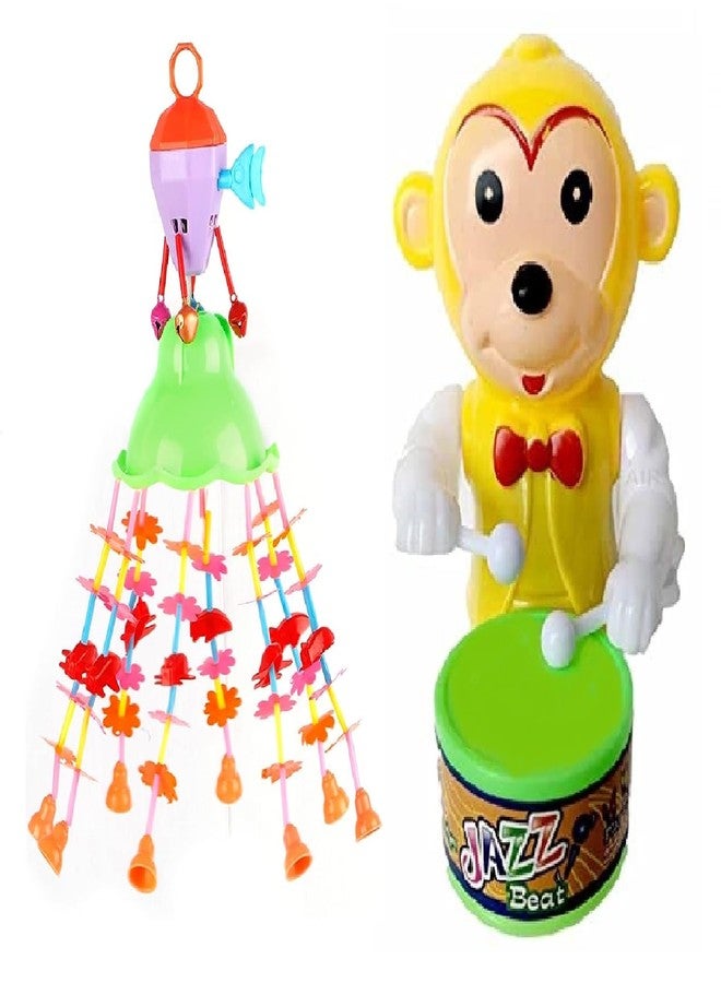 Shanvi Toys Merry Go Round For Infants No.11, Attachable To Cradle Or Window, Soothing Music And Various Shapes For Developing Imagination And Thinking Skills (Monkey-Jho-02) - Multicolor - Image 1