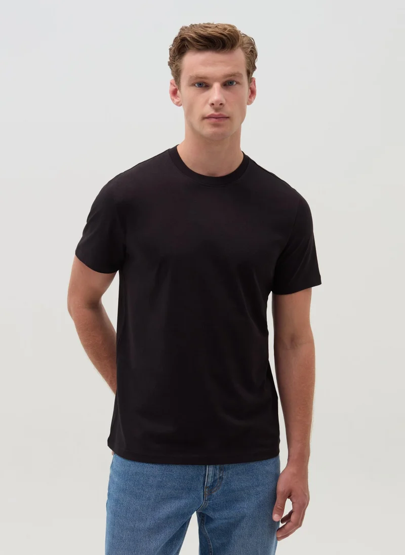 او في اس Cotton T-shirt with round neck