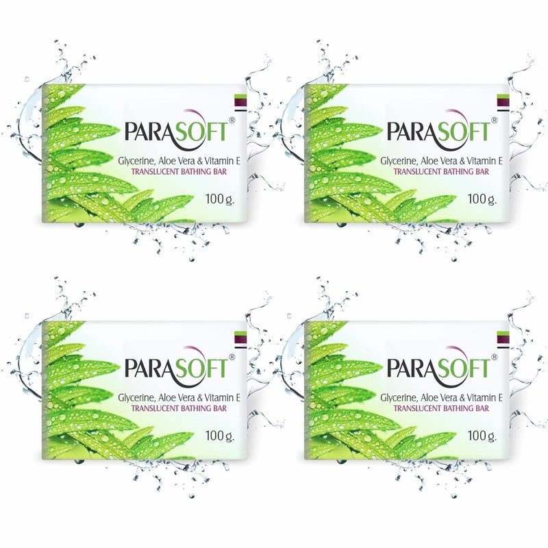 Parasoft Moisturising Cleansing Body Soap For Dry Skin with Goodness of Aloe Vera Glycerine  Vitamin E For Purification Sensitive Skin Friendly 100 gm Pack of 4