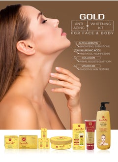 Face Fresh Gold Anti Aging & Whitening Kit - Brightens & Evens Tone, Hydrates & Plumps Skin, Firms & Boosts Elasticity, Smooths Skin Texture, For Sensitive Skin  - Image 1