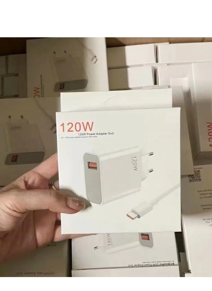 "120W Turbo Fast Charge EU GaN Adapter – Hypercharge for Redmi Note 11/12/13 Pro+ 5G, Mi 14/13/13T, Includes Cable"  - Image 3