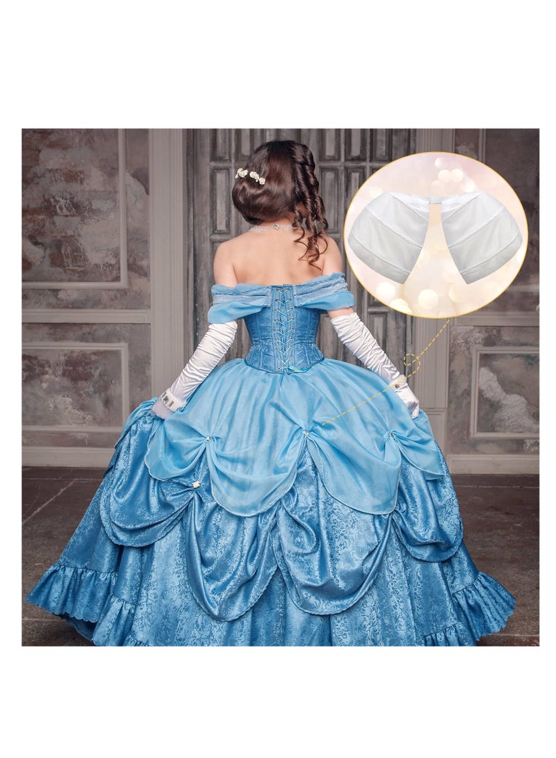 Victorian Dress Pannier, Double Pannier Petticoat, Short Victorian Dress Double Pannier Petticoat, One size for Women Girls Rococo Ball Gown  Victorian Dress Skirt Costume (White) - Image 4