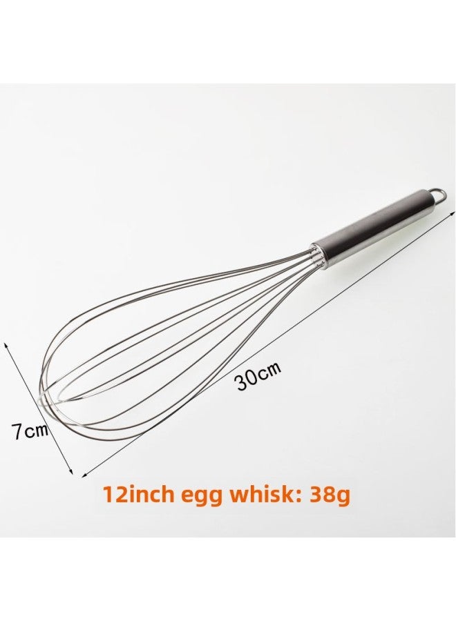 Manual Stainless Steel Silicone Egg Beater 8 Inch 10 Inch 12 Inch Cream Whisk Baking Tool Cake Making Kitchen Gadget-Color:12 Inch Egg Beater - Image 1