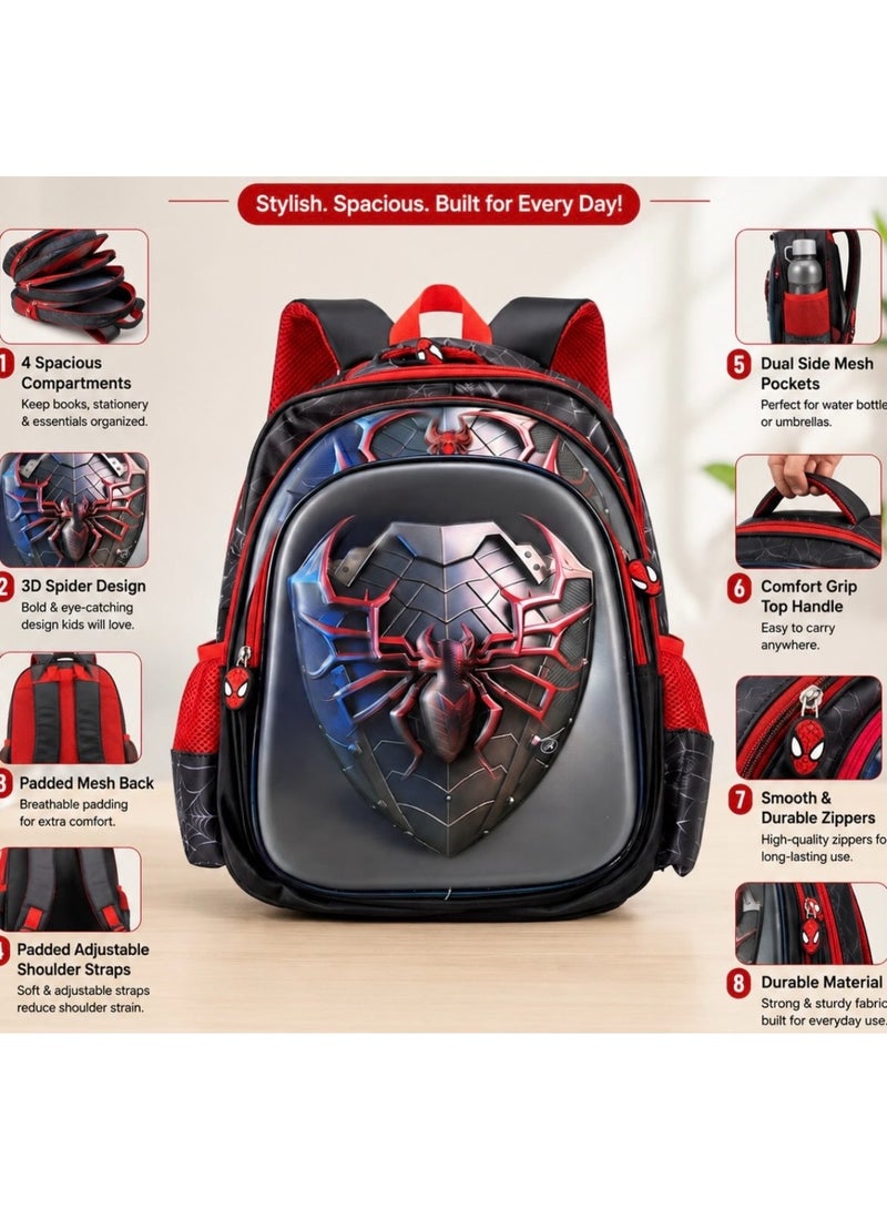 SPIDERMAN Boys school backpack bag with 3D spiderman print,36x30x20 cm - Image 4