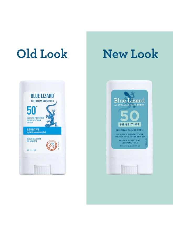 BLUE LIZARD Sensitive Mineral Sunscreen Stick with Zinc Oxide, SPF 50+, Water Resistant, UVA UVB Protection Easy to Apply, Fragrance Free, 0.5 Oz - Image 3