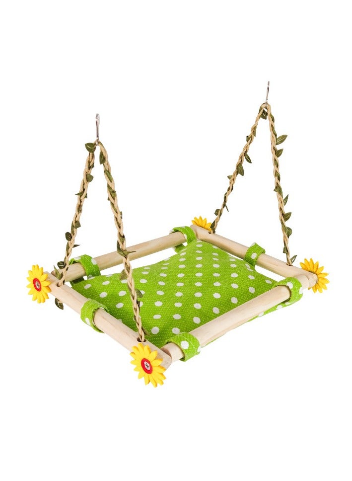 عام عش مربع صغير من القماش القنفي للطيور، مع أرجوحة وكوبري معلق، لعبة متكاملة للببغاوات. - Image 1