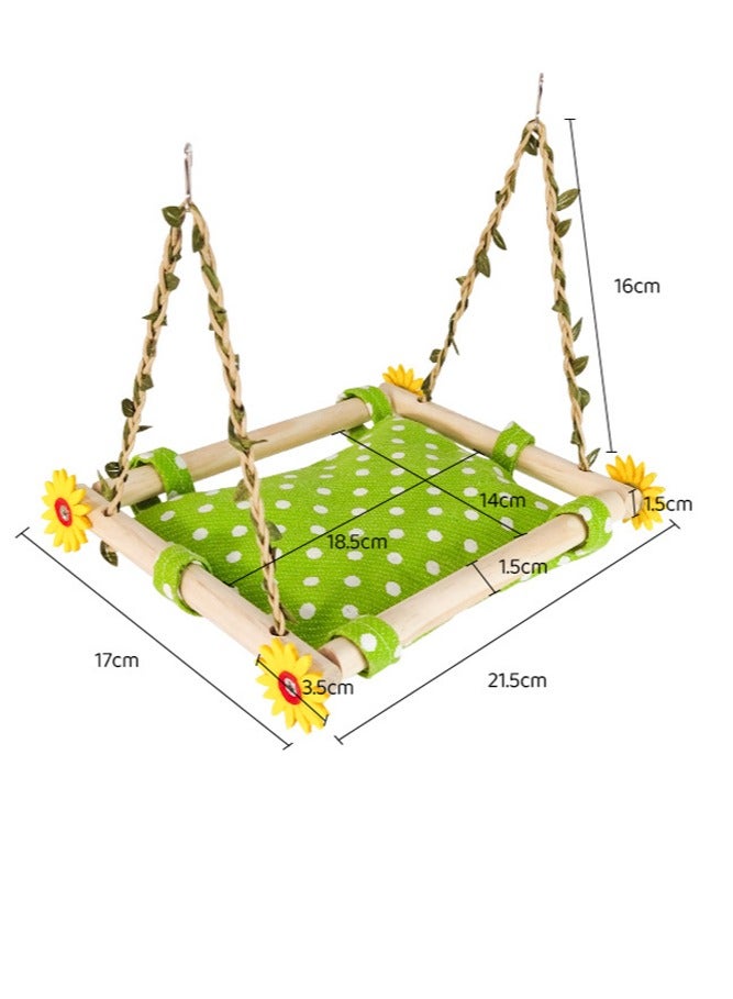 عام عش مربع صغير من القماش القنفي للطيور، مع أرجوحة وكوبري معلق، لعبة متكاملة للببغاوات. - Image 3