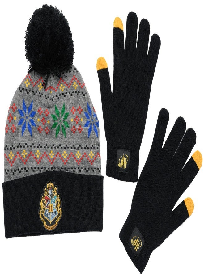 هاري بوتر طقم قبعة صوفية وقفازات هاري بوتر هوجورتس، مناسب للجنسين (رجال ونساء). - Image 2