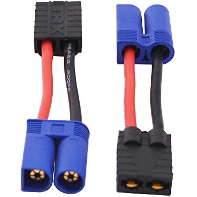 TRX 2PCS MALE EC5 TO FEMALE TRX CONNECTOR ADAPTER WITH 14AWG 5CM CABLE(C112-2) - Image 3