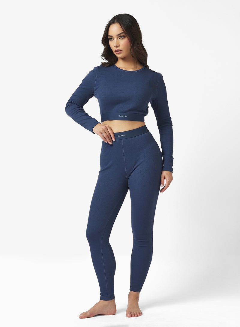 CALVIN KLEIN Cropped Crew Neck Nightwear Top - Image 4