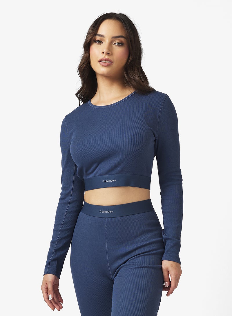 CALVIN KLEIN Cropped Crew Neck Nightwear Top - Image 1